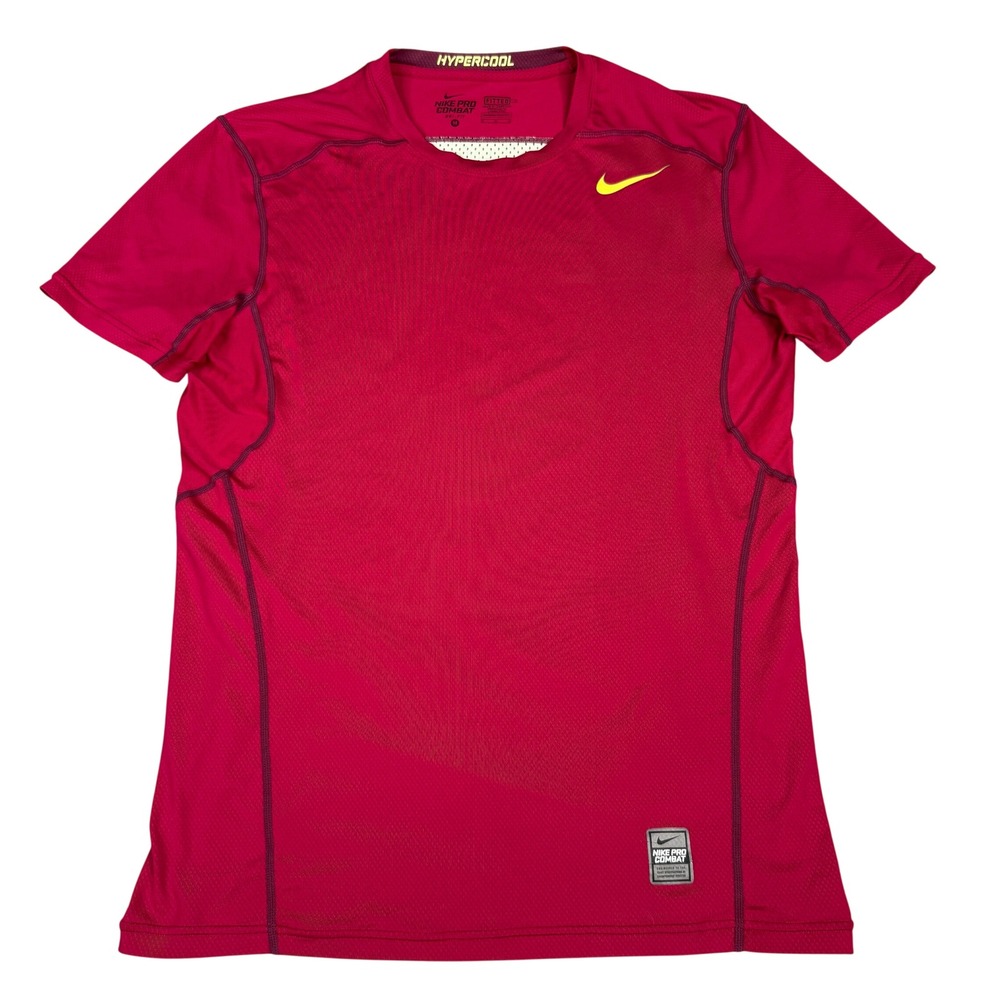 Nike Pro Combat Shirt Mens Medium Red Hypercool Fitted Dri-Fit Athletic Gym